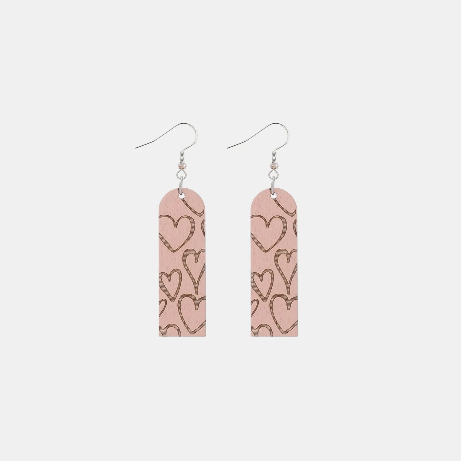 Heart Pattern Wooden Dangle Earrings Style B One Size Earrings - Tophatter Daily Deals