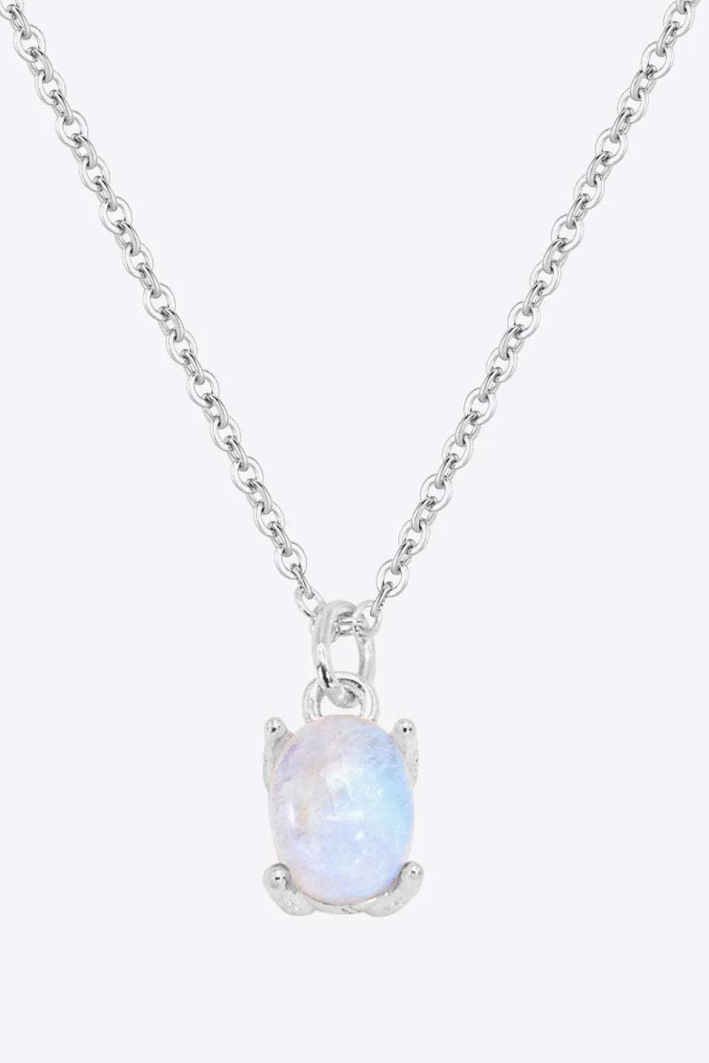 Natural 4-Prong Pendant Moonstone Necklace Silver One Size Moonstone - Tophatter Daily Deals