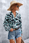 Printed Tie Neck Puff Sleeve Blouse Blouses - Tophatter Daily Deals