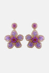 Flower Shape Beaded Dangle Earrings Purple One Size Earrings - Tophatter Daily Deals