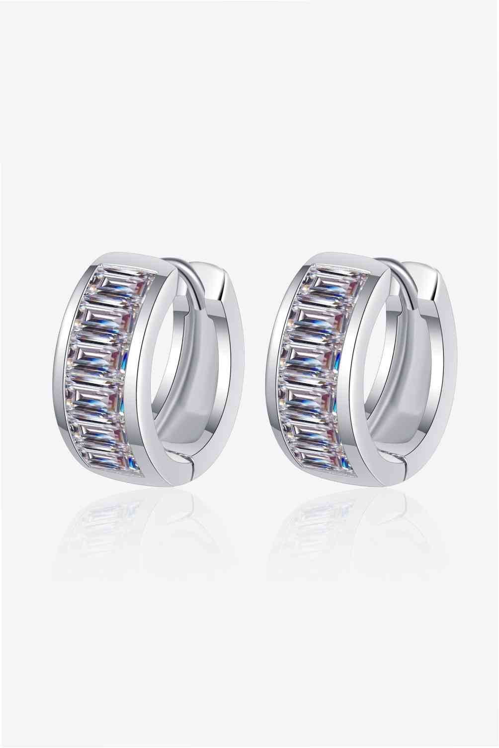 1.8 Carat Moissanite 925 Sterling Silver Huggie Earrings Silver One Size Moissanite - Tophatter Daily Deals