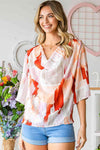 Printed Cowl Neck Half Sleeve Blouse Blouses - Tophatter Daily Deals