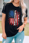 FREEDOM US Flag Graphic Round Neck Tee Women's T-Shirts - Tophatter Daily Deals