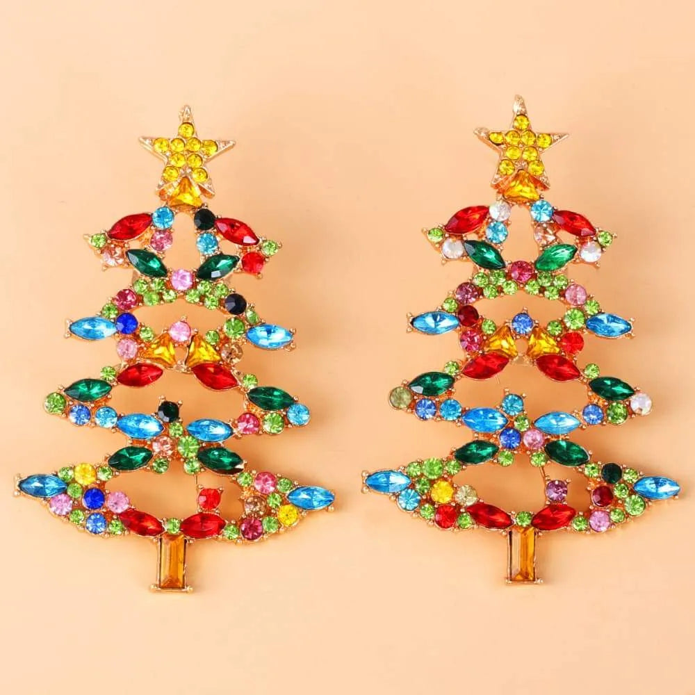 Christmas Tree Rhinestone Alloy Earrings Earrings - Tophatter Daily Deals
