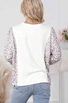 Leopard Round Neck Long Sleeve Top Blouses - Tophatter Daily Deals