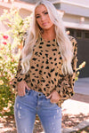 Printed Flounce Sleeve V-Neck Blouse Leopard Blouses - Tophatter Daily Deals