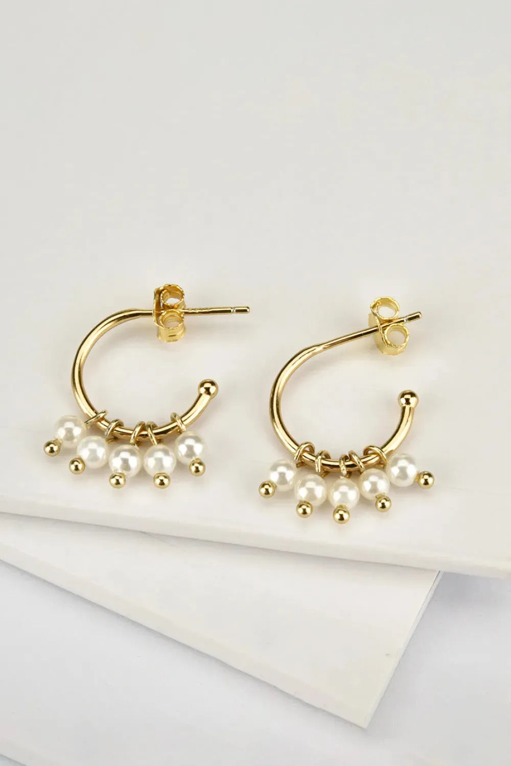 Pearl 925 Sterling Silver C-Hoop Earrings Gold One Size Earrings - Tophatter Daily Deals