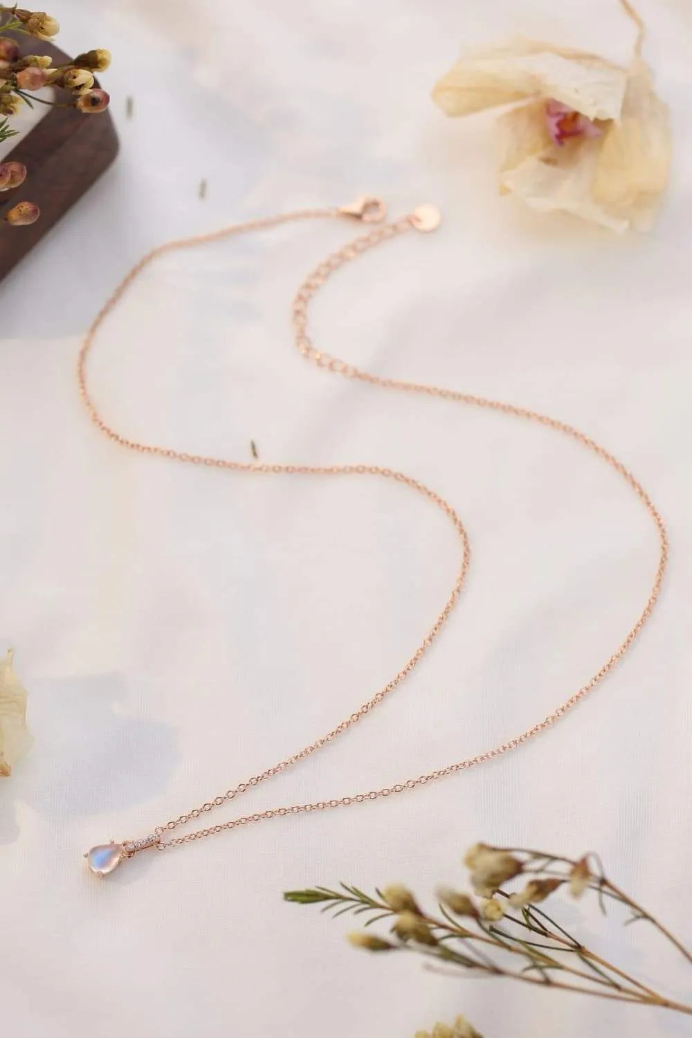 High Quality Natural Moonstone Teardrop Pendant 925 Sterling Silver Necklace Moonstone - Tophatter Daily Deals