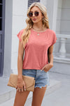 Pocketed Heathered Cap Sleeve T-Shirt Women's T-Shirts - Tophatter Daily Deals