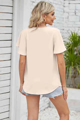 V-Neck Flutter Sleeve Blouse Blouses - Tophatter Daily Deals