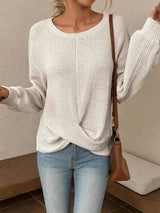 Twisted Waffle-Knit Dropped Shoulder T-Shirt Women's T-Shirts - Tophatter Daily Deals