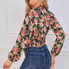 Cropped Floral Print Smocked Waist Blouse Blouses - Tophatter Daily Deals