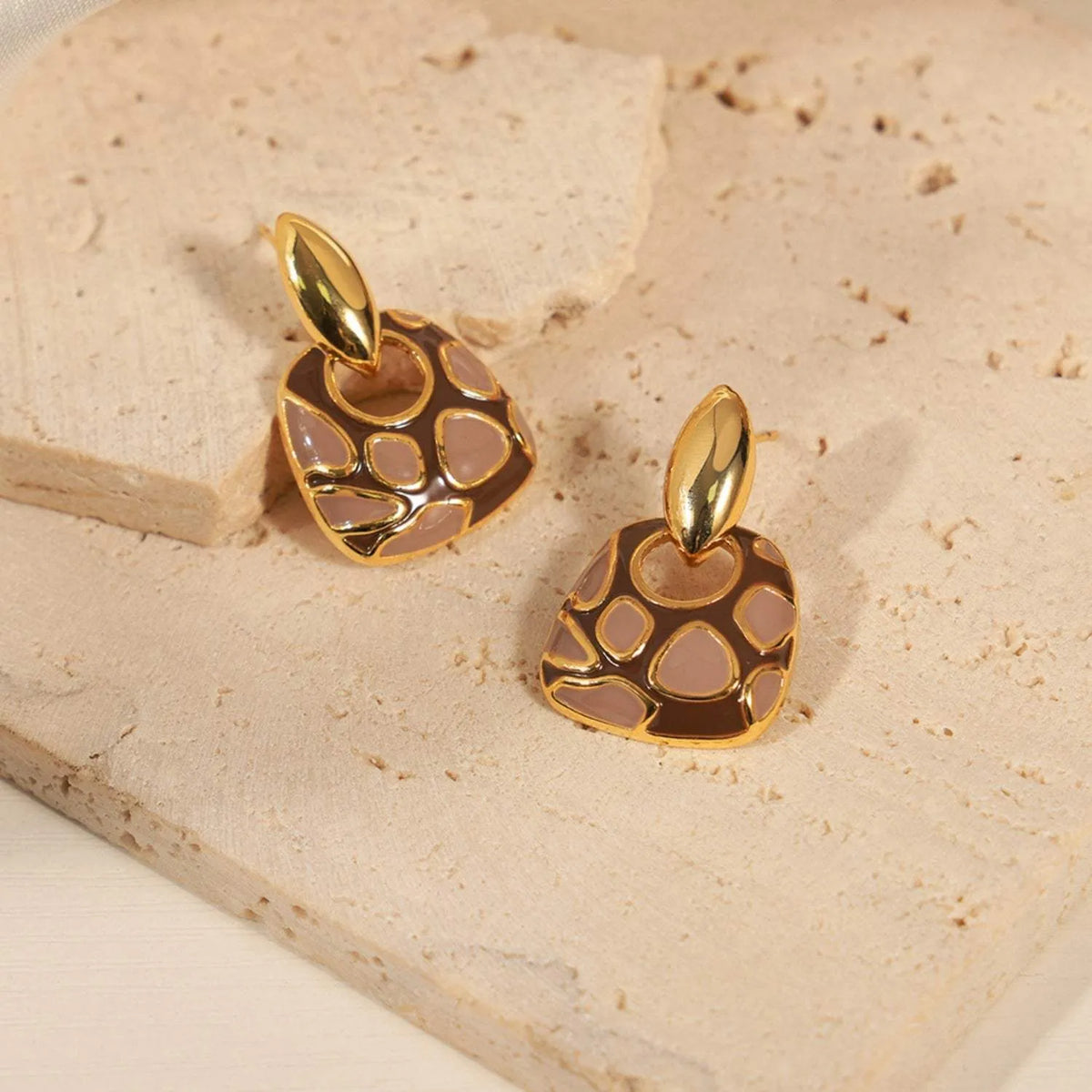 Copper Oil Drip Earrings Chestnut One Size Earrings - Tophatter Daily Deals