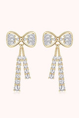 1.12 Carat Moissanite 925 Sterling Silver Bow Earrings Gold One Size Moissanite - Tophatter Daily Deals