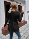 Waffle-Knit V-Neck Long Sleeve Blouse Blouses - Tophatter Daily Deals