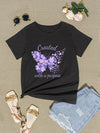 Butterfly Round Neck Short Sleeve T-Shirt Women's T-Shirts - Tophatter Daily Deals