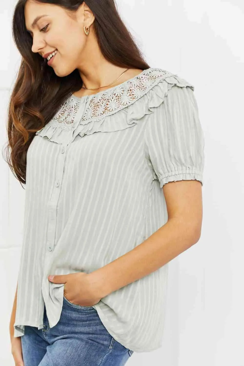 HEYSON Sweet Talk Full Size Short Sleeve Top Blouses - Tophatter Daily Deals