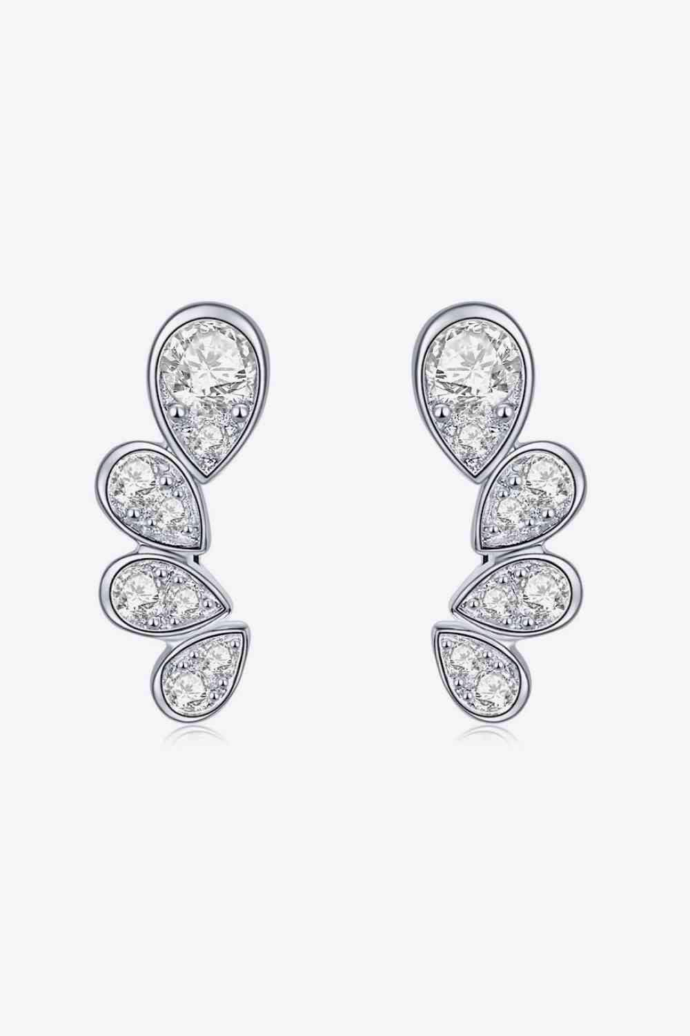 Pear Shape Moissanite Earrings Silver One Size Moissanite - Tophatter Daily Deals