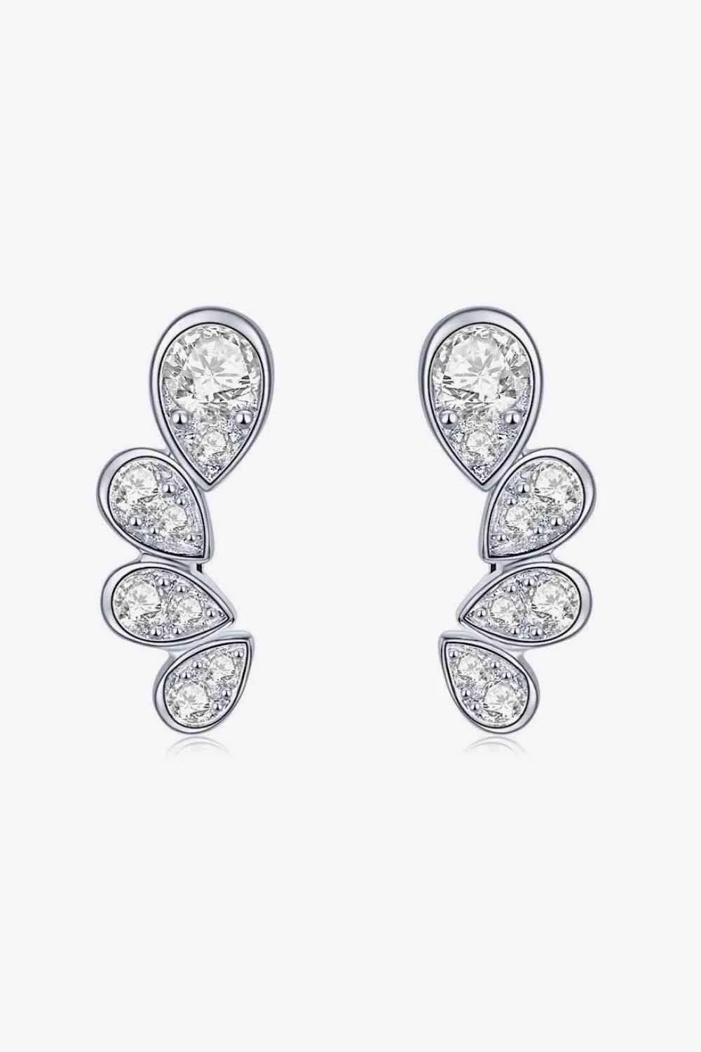 Pear Shape Moissanite Earrings Silver One Size Moissanite - Tophatter Daily Deals