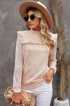 Ruffled Lace Mock Neck Blouse Blouses - Tophatter Daily Deals