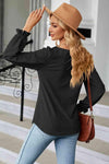 Round Neck Flounce Sleeve Blouse Blouses - Tophatter Daily Deals