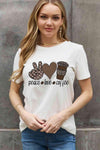 Simply Love Full Size PEACE LOVE COFFEE Graphic Cotton Tee Women's T-Shirts - Tophatter Daily Deals