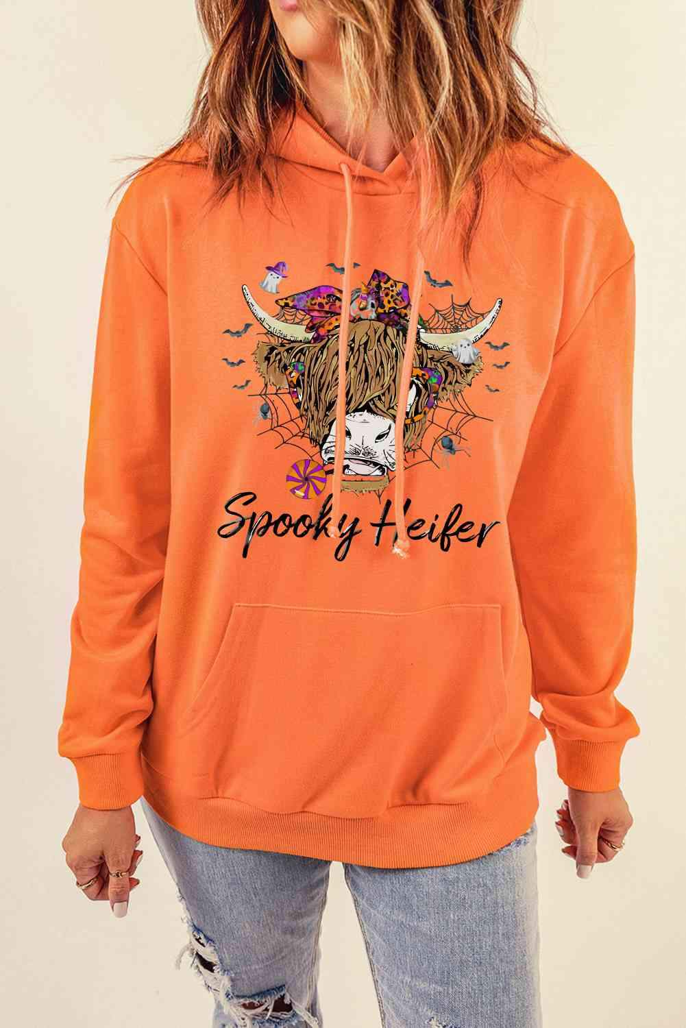 SPOOKY HEIFER Graphic Hoodie Pumpkin - Tophatter Daily Deals