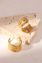 18K Gold-Plated Hammered C-Hoop Earrings Earrings - Tophatter Daily Deals