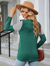 Color Block Round Neck Long Sleeve Blouse Blouses - Tophatter Daily Deals