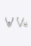 Zircon Letter V Stud Earrings Silver One Size Earrings - Tophatter Daily Deals
