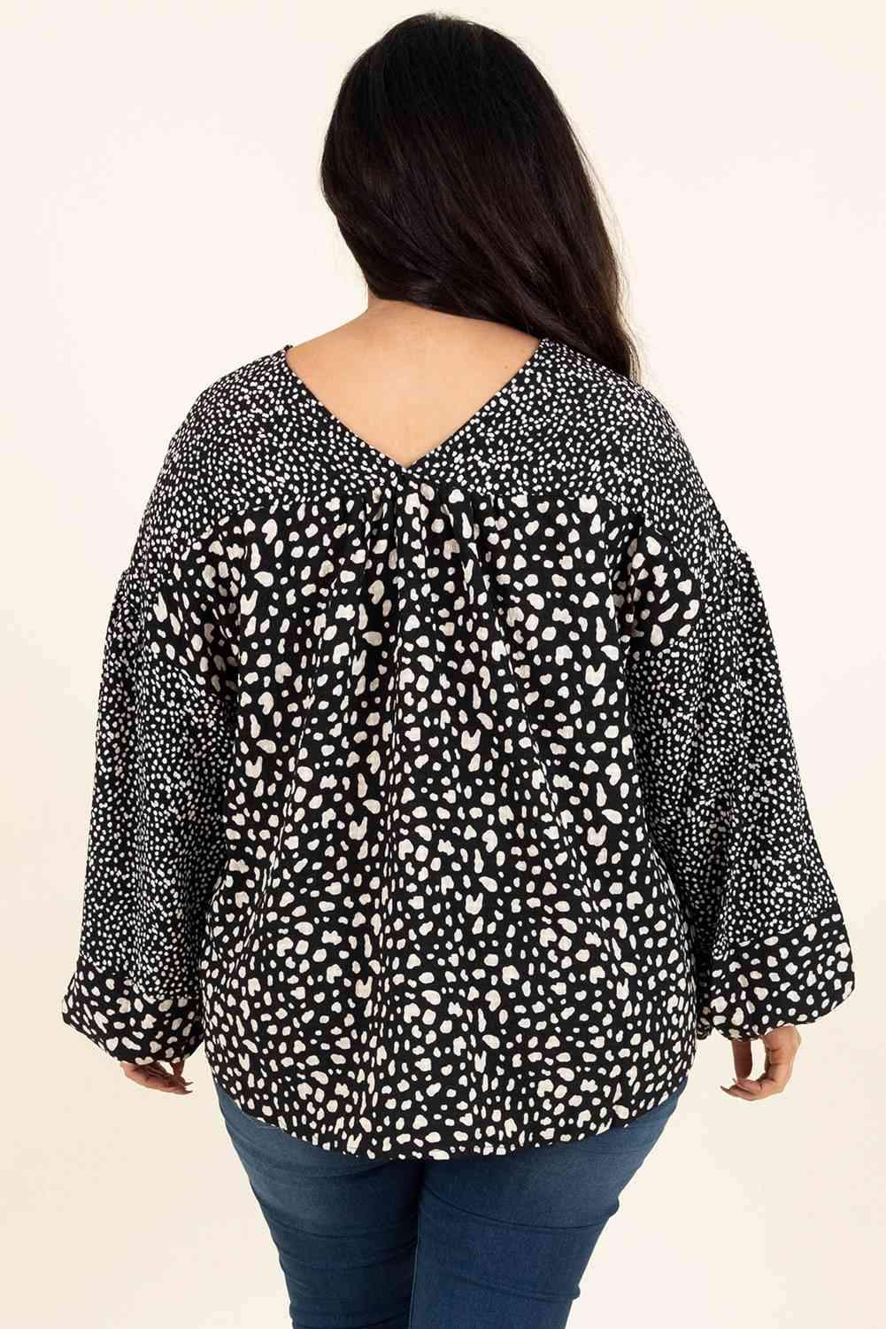 Plus Size Animal Print Balloon Sleeve Blouse Blouses - Tophatter Daily Deals