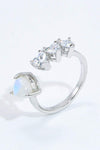 Natural Moonstone and Zircon Heart Open Ring Moonstone - Tophatter Daily Deals