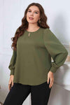 Melo Apparel Plus Size Round Neck Long Sleeve Blouse Blouses - Tophatter Daily Deals