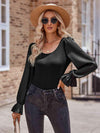 Long Flounce Sleeve Round Neck Blouse Blouses - Tophatter Daily Deals