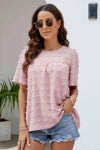 Swiss Dot Puff Sleeve Round Neck Blouse Blush Pink Blouses - Tophatter Daily Deals