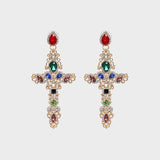 Rhinestone Alloy Cross Earrings Multicolor One Size Earrings - Tophatter Daily Deals