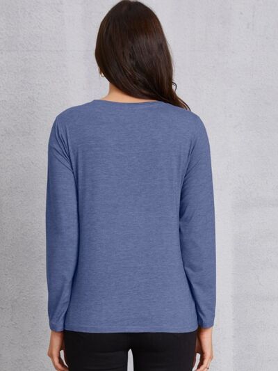 Round Neck Long Sleeve T-shirt Women's T-Shirts - Tophatter Daily Deals