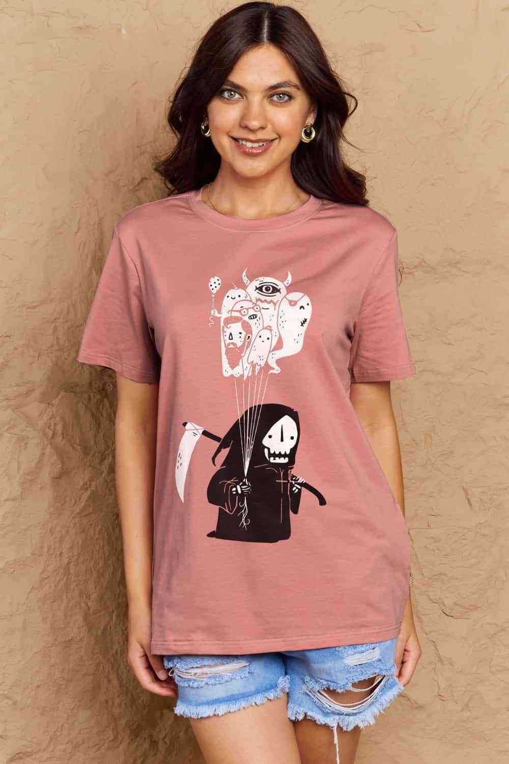 Simply Love Full Size Death Graphic T-Shirt Women's T-Shirts - Tophatter Daily Deals