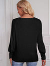 Round Neck Lantern Sleeve Blouse Blouses - Tophatter Daily Deals