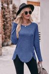 Double Take Buttoned Hem Detail Ribbed Top Women's T-Shirts - Tophatter Daily Deals