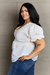 Culture Code Sweet Serenity Full Size V-Neck Puff Sleeve Button Down Top Blouses - Tophatter Daily Deals