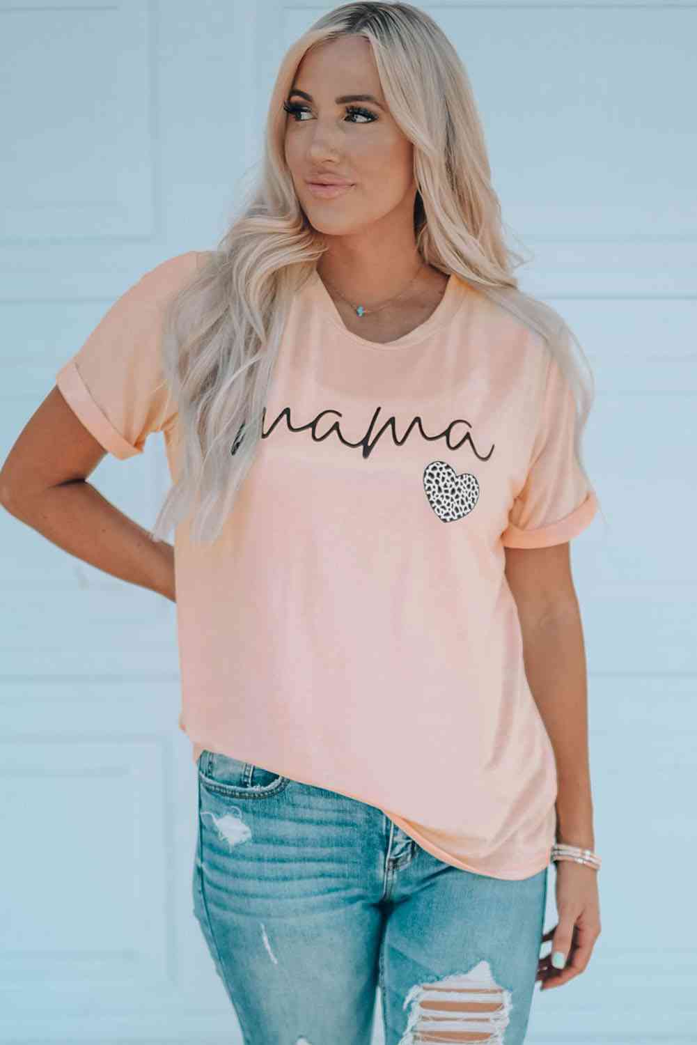 MAMA Heart Graphic Tee Shirt Women's T-Shirts - Tophatter Daily Deals