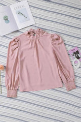 Mock Neck Puff Sleeve Blouse Blouses - Tophatter Daily Deals