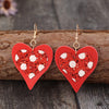 Sequin Heart Leather Drop Earrings Red One Size Earrings - Tophatter Daily Deals