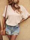 V-Neck Half Sleeve Blouse Blouses - Tophatter Daily Deals