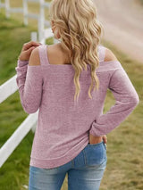 Full Size Cutout Cold Shoulder Blouse Blouses - Tophatter Daily Deals