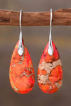 Handmade Teardrop Shape Natural Stone Dangle Earrings Orange One Size Earrings - Tophatter Daily Deals