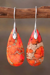 Handmade Teardrop Shape Natural Stone Dangle Earrings Orange One Size Earrings - Tophatter Daily Deals