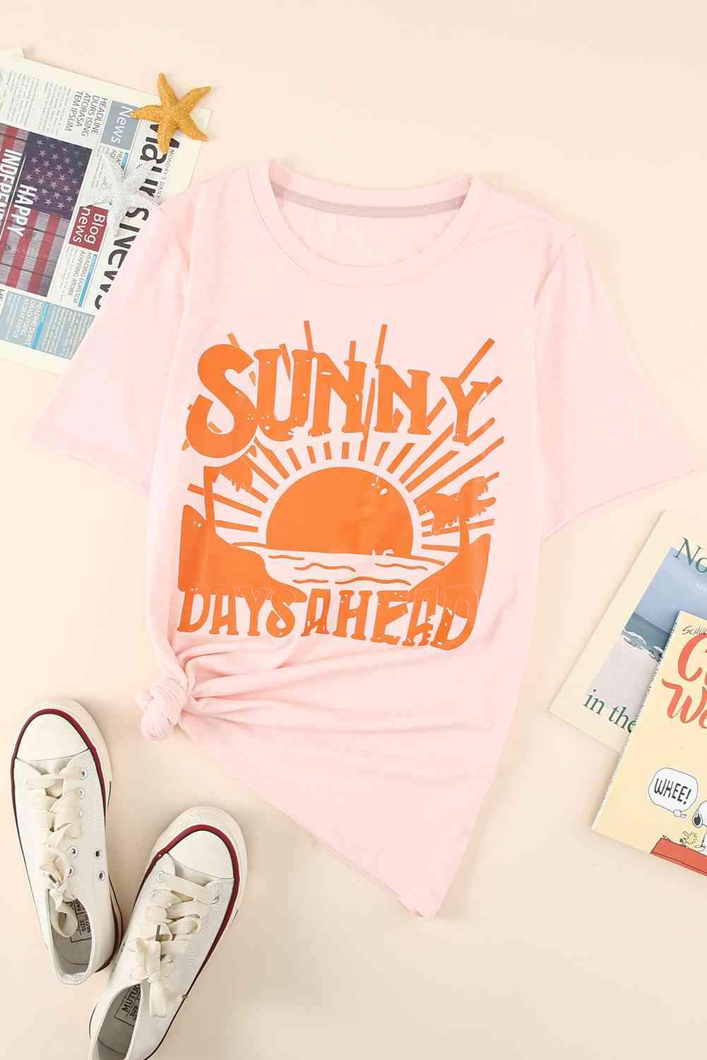 SUNNY DAYS AHEAD Tee Shirt Pink Women's T-Shirts - Tophatter Daily Deals