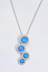 Opal Round Pendant Chain-Link Necklace Opal - Tophatter Daily Deals